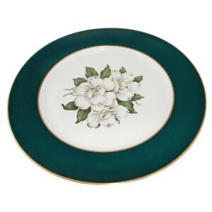Royal Jackson Countess Madison Teal Green Dinner Plate White Flower Discontinued
